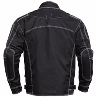 Unleash your inner rider mit schwarzer Textil-Kombi-Jacke. Leistungsstark konstruiert, mit elegantem Design, Fronttaschen und Reißverschlussärmeln. Auffällige Farbe, voller Schutz – sicher fahren, jetzt bestellen!