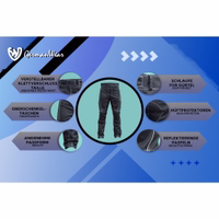 Entfesseln Sie Ihr Fahrpotenzial mit den Cordura-Kombihosen von German Wear. Für höchste Performance entwickelt, überzeugen diese Hosen durch innovative Designelemente wie ein herausnehmbares Innenfutter und Oberschenkeltaschen für zusätzlichen Komfort.