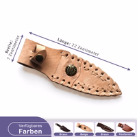 Beige Leder-Messerscheide, 22 cm lang, mit dekorativer Naht, flach ausgelegt