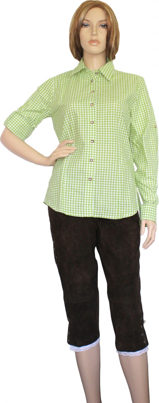 Traditional Bavarian Blouse, Trachten blouse, colour: Green