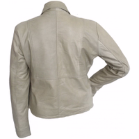 Ladies leather blazer leather jacket blazer genuine leather jacket lamb nappa leather. Rear view of a premium classic leather outfit. Add a touch of grace to your look with a lamb Nappa leather blazer. Designed for everyday wear, it features a classic button closure and practical pockets. Zipper sleeves Order now for fast and free delivery!