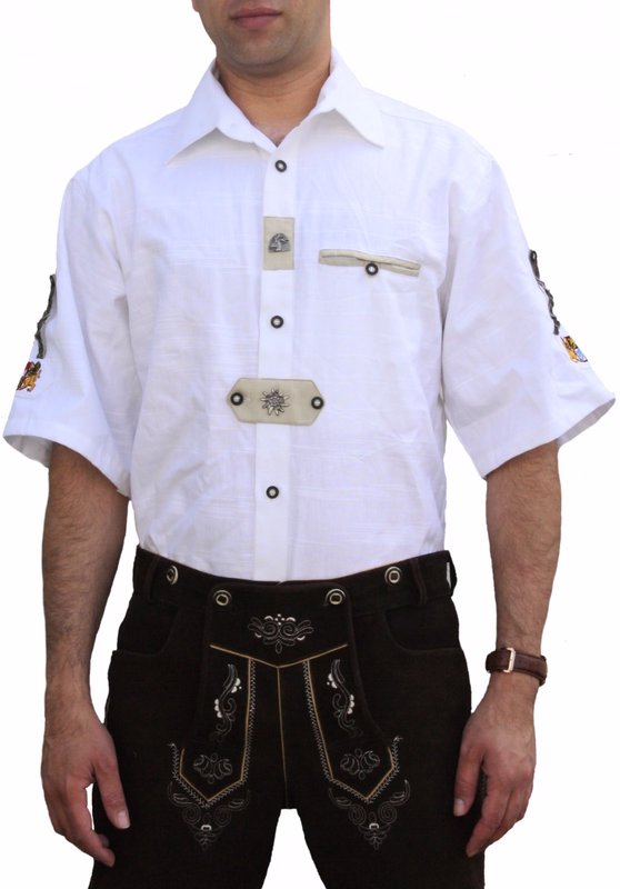 Trachtenhemd für Trachten Lederhosen Trachtenmode weiß GW1257