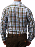 een Hunting Checkered ShirMen’s Grt Back view of Men’s Green Hunting Checkered Shirt showcasing its traditional checkered pattern durable cotton fabric and classic tailoring ideal for fasching festive wear or casual outings buy now