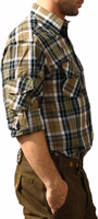 Side view of Men’s Hunting Shirt Green Checkered Shirt highlighting the soft breathable fabric and adjustable sleeve design a versatile checkered shirt for hunters or casual wear in German style buy today online