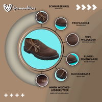 The Men’s dark brown Haferl traditional shoes are crafted from 100% suede leather. With a round toe cap, block heel, and a treaded sole for traction, they offer comfort from the soft leather lining—all at an affordable price.