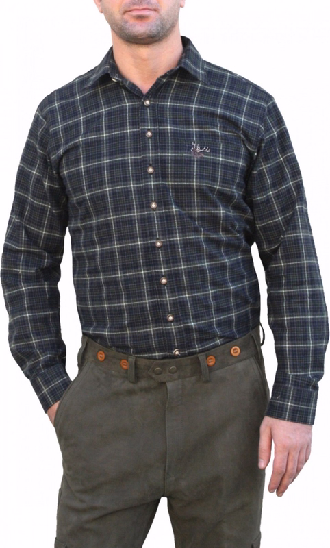 Hunting traditional shirt for lederhosen Cotton, Green