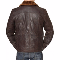 Dark Brown Men's Nappa-Leather Jacket. Crafted from high-quality lamb-nappa leather, it features a fur collar, secure pockets, and a stylish design. An absolute eye-catcher, designed by German Wear. Free worldwide returns.