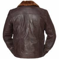 Elevate your wardrobe with Dark Brown Men's Nappa-Leather Jacket. Crafted from high-quality lamb-nappa leather, it features a fur collar, secure pockets, and a stylish design. An absolute eye-catcher, designed by German Wear. Free worldwide returns.