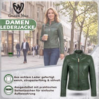 Verleihen Sie Ihrem Look Eleganz mit unserem Damen-Blazer aus Lammnappa-Leder. Gefertigt aus echtem Leder, vereint er Stil und Komfort – perfekt für jeden Anlass. Jetzt bestellen und KOSTENLOSE Lieferung am nächsten Werktag genießen!