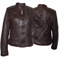 Front & rear view of a premium Dark brown lamb Nappa leather blazer jacket. Trend 414J Crafted for comfort &durability, it's perfect for everyday wear. Order now for free worldwide returns. Free next-business-day delivery