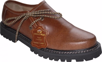 Front View of Handmade Chestnut Brown Bavarian Trachten Shoes Featuring Premium Side Laced Mens Cowhide Leather Traditional Footwear Buy Now Get Yours Today Shop Authentic Traditional Bavarian Leather Shoes