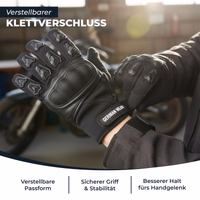 Adjust the Velcro fastener on the motorcycle gloves for a custom fit and a secure grip