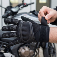 Motocross Motorbike Biker Summer Gloves Black Front view of Enhanced Grip and Protection Designed with wild leather on the palm and knuckle bedding on the outside, these motorbike gloves provide excellent grip and protection for safer rides. Perfect for bikers. Free return worlwide