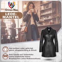 Stay stylish with this fashion-forward ladies leather coat in black lamb nappa leather. Soft, comfortable, and features 2 inside pockets.