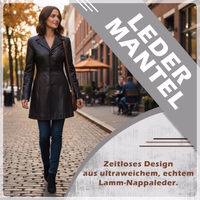 The luxury and functionality of the Ladies Leather Coat in black lamb nappa leather combines elegance with comfort.