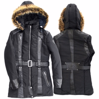 Front & rear view of Premium Ladies Blazer Leather Jacket in black. Soft &comfortable extra shoulder stuffing and multiple pockets. Made from the finest lamb-nappa leather. Designed by German Wear. Free next business-day delivery and worldwide returns.