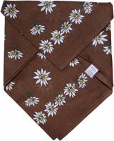 Edelweiß Baumwollschal Dunkelbraun von German Wear Traditionelles bayerisches Edelweiß Baumwolltuch in Dunkelbraun von German Wear. Federleichtes 100% Baumwolltuch für Damen, ideal als Dirndl- oder Trachtenschal fürs Oktoberfest oder elegantes Halstuch. Online kaufen.