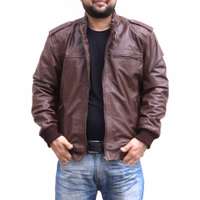 ultimate luxury comfort with men's style brown leather jacket. Designed for modern gentleman, features a smart zipper front &ample pocket space. Made of 100% nappa lamb, it's a premium addition to closet. Order now for fast, free worldwide delivery