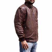 Stand out from the crowd in men's fashion Nappa-leather brown jacket. Designed for the discerning gentleman, it features a zipper front &multiple pockets for added convenience. German Wear, it's a true testament to quality craftsmanship and style