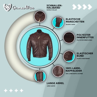 Inner view of Men's leather jacket in rich brown shade. Made from 100% nappa lamb, it promises durability &sophistication. Complete with a sleek design& pocket space, it's the perfect blend of style &functionality. Order now for fast, free delivery