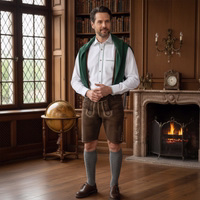 Life Style view of White traditional Bavarian shirt with kent collar