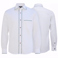 Front and back view of White traditional Bavarian shirt with kent collar