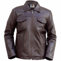 Front view of Elegant Design & style with a Brown leather Jacket. Soft lamb-nappa leather, practical pockets, and a front zipper. Perfect for any occasion. Designed by German Wear. Free next business-day delivery and worldwide returns.