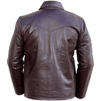 The rear view of the Brown leather jacket offers a stylish and comfortable fit. Made from premium lamb-nappa leather with multiple pockets. Designed by German Wear. Free next business-day delivery and worldwide returns.