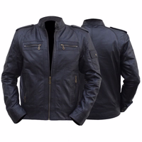 Leather jacket lamb Nappa-leather Black. Made of finest Lamb-Nappa-leather Front & rear view of Ultimate Comfort Premium Nappa-Leather Fashion Jacket in black, with multiple pockets and a front zipper. Made from the finest lamb-nappa leather. Designed by German Wear. Free next business-day delivery and worldwide returns.