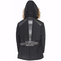 Experience comfort and style with the Ladies Polyester Jacket, featuring lambskin leather stripes. Designed by German Wear, this jacket offers extra shoulder padding and practical pockets. Free next business day delivery.