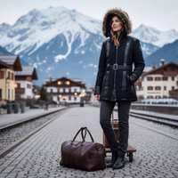 Find the perfect blend of comfort and fashion with a Ladies Polyester Jacket. Made with lambskin leather stripes, this jacket by German Wear includes extra shoulder padding and multiple pockets. Free next-day delivery.