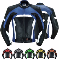 In dark blue, Cowhide Leather Motorcycle Jacket offers front &rear views, equipped with shoulder, elbow, &back protectors for optimal safety. Additionally, it boasts high-quality stuffing/padding stitched inside for enhanced comfort and protection