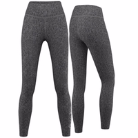 Vorder und Rückansicht der Damen Stretch Grau Melange Leggings für Sport Yoga und Fitness mit atmungsaktivem schweißableitendem Stoff der Komfort und Haltbarkeit bietet jetzt online kaufen