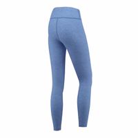 Seitenansicht der Damen Stretch Sport Yoga Leggings in Blau Melange aus atmungsaktivem UV geschütztem Polyester Elastan Material bietet Tragekomfort und Bewegungsfreiheit beim Yoga Tanz oder Fitness jetzt kaufen Leggings