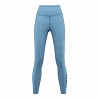 Frontansicht türkiser Damen-Leggings, ideal für Yoga, Fitness, Gym und Training. Hoch dehnbar, schweißableitend, blickdicht, UV-geschützt, antibakteriell und komfortabel – perfekte Activewear-Leggings.