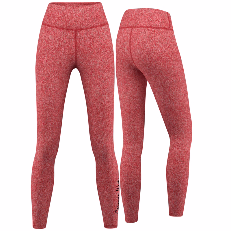Women’s Stretchy Leggings Sport Yoga Leggings Front and back view of women’s stretchy red melange sport yoga leggings designed for fitness training, yoga, and outdoor sports with breathable high waist comfort fit Buy now leggings