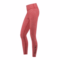 Seitenansicht der Damen Stretch Sport Yoga Leggings in Rot Melange mit elastischem Stoff schweißableitend und langlebig perfekt für Training und modischen Look Online kaufen