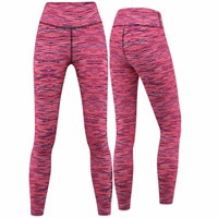 Vorder und Rückansicht der Damen Stretchy Leggings Pink Schwarz Sport Yoga Leggings mit atmungsaktivem UV Schutz Stoff perfekt für Training Outdoor Sport und Alltag jetzt Leggings kaufen