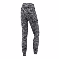 Rückansicht von Damen Stretch Sportleggings in Schwarz Weiß Melange mit hoher Flexibilität feuchtigkeitsregulierender Technologie und bequemem Sitz ideal für Training jetzt Leggings online kaufen