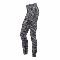 Seitenansicht von Damen Stretch Leggings in Schwarz Weiß Melange mit atmungsaktivem Stoff UV Schutz und langlebigem Polyester Elasthan Material perfekt für Sport und Alltag jetzt kaufen