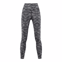 Vorderansicht von Damen Stretch Sportleggings in Schwarz Weiß Melange ideal für Fitness Yoga und Freizeit mit flexibler Passform schweißableitender Funktion und Stil jetzt online kaufen