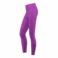 Rückansicht der German Wear Damen Stretch Kompressions Yoga Leggings in Lila Pink Melange ideal für Sport Training und Yoga aus flexiblem Polyester Elastan Material komfortabel jetzt online kaufen