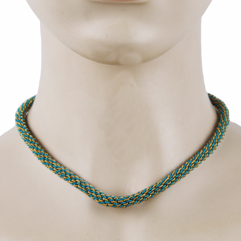 German Wear, Trachtenkordel Kordel Kette Anhänger Metall Türkis gold Trachten Tracht