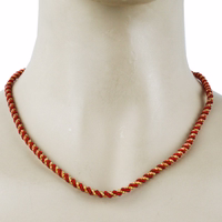 Red and gold Traditional German cord, twisted metal design, ideal as a Costume pendant cord or German Wear chain, decorative accessory for traditional outfits, durable 2-color metal cord, 45cm, shiny and elegant.
