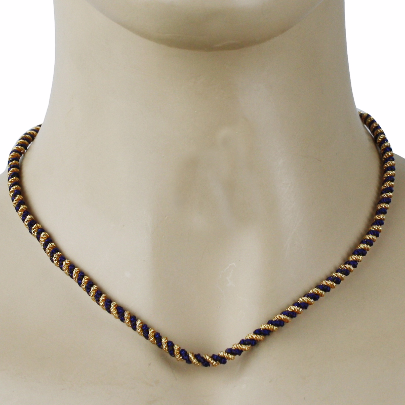 German Wear, Trachtenkordel Kordel Kette Anhänger Metall blau gold Trachten Tracht
