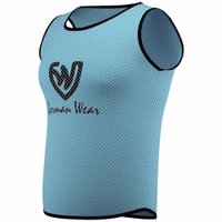 The German Wear 6-Pack Soccer Medium Blue Bibs built from high quality micropolyester with air mesh fabric and D shape neck ensuring lightweight durable and flexible fit ideal for team practice buy now.