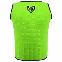 Rückansicht der German Wear 6er-Pack Fußball-Leibchen in Grün, aus hochwertigem elastischem Polyester mit atmungsaktiver Mesh-Struktur – ideal für Fußball, Handball und Teamsport-Training. Jetzt bestellen!