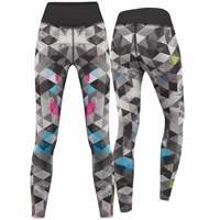 Vorder und Rückansicht der Damen Neo Grunge Sport Yoga Leggings von German Wear aus atmungsaktivem schweißableitendem Polyester Elasthan ideal für Yoga Laufen und Alltag jetzt online kaufen