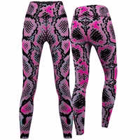 Vorder und Rückansicht der Damen Snake Skin Print Sport Yoga Leggings von German Wear mit elastischem atmungsaktivem Stoff für Fitness Training Yoga und Freizeit maximaler Komfort jetzt online kaufen