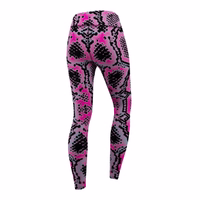 Rückansicht der Damen Snake Skin Print Sport Yoga Leggings mit figurbetonter Passform stylischem Schlangenmuster und atmungsaktivem Material geeignet für Sport oder Freizeit jetzt günstige Leggings kaufen
